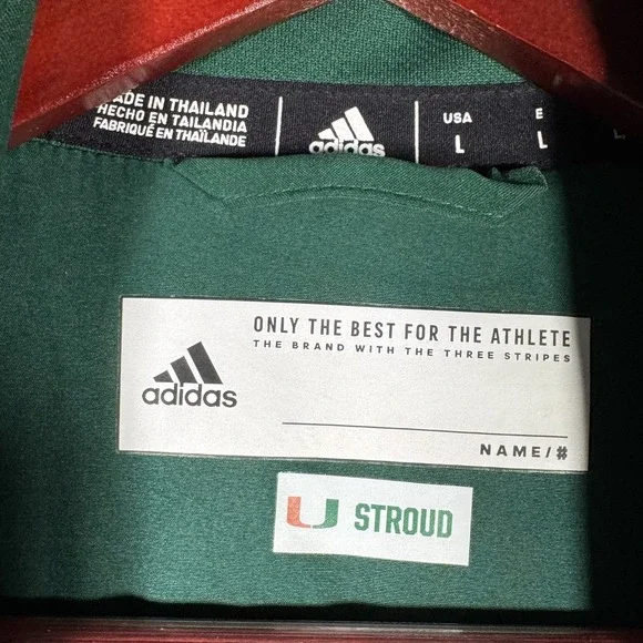 Miami Hurricanes Jacket Mens L Green NCAA Adidas Insulated Team Issued